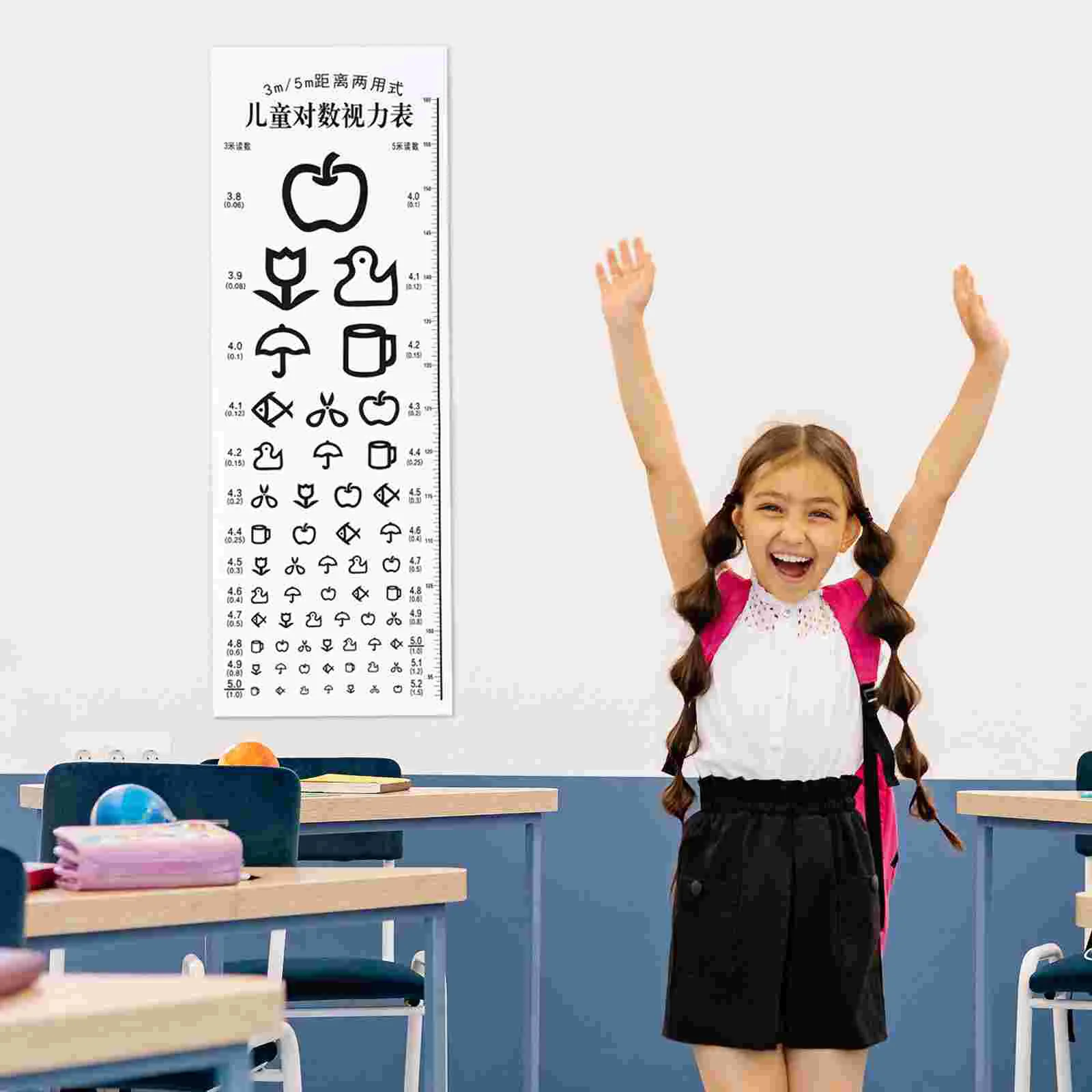 Chart Eye Vision Visual Exam Kids Snellen Color Test Distancetesting Charts Poster Occluder Acuity Wall Pocket Set Kindergarten