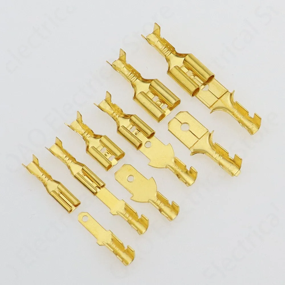 100Pcs 2.8mm 4.8mm 6.3mm Plug Spring Female Male Spade Cold Crimp Terminals Connector Car Speaker Electrical Wire connectors Set images - 6