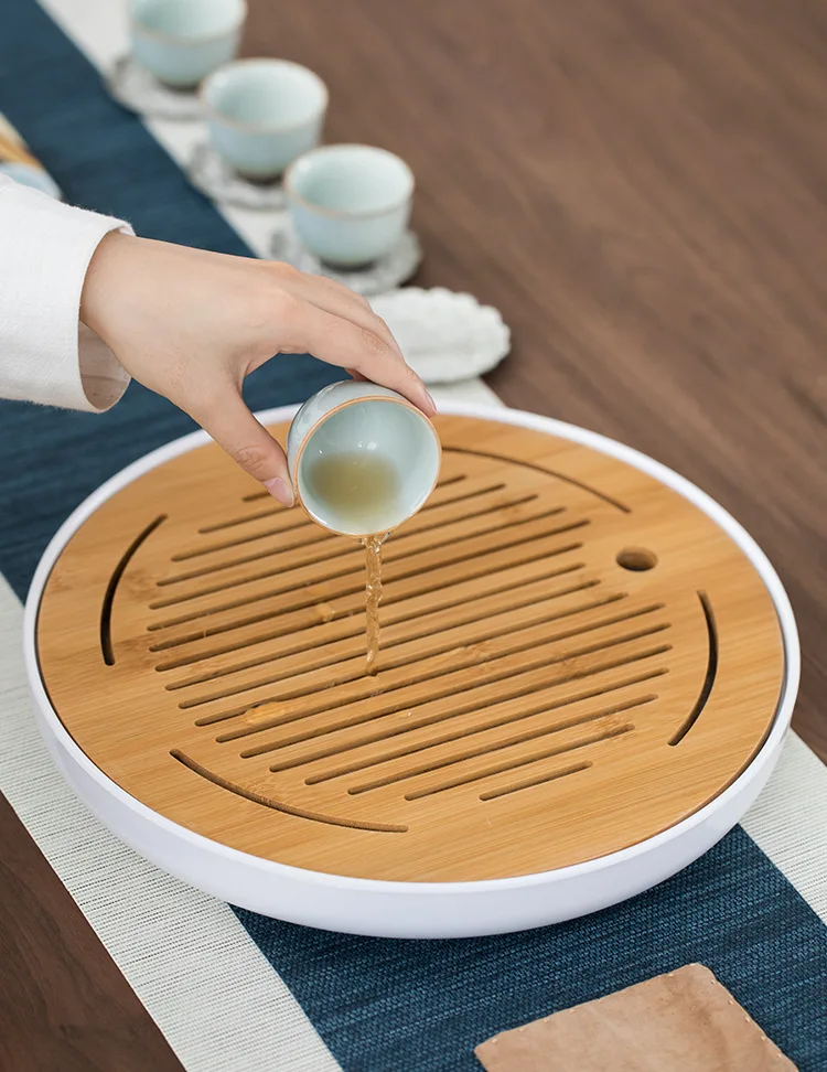 Description Picture 2 of itemTea Tray Tray Office Household Simple Mini Set Melamine Dry Brewing Water Storage Small Tea Table Japanese-style Bamboo Tea Tray