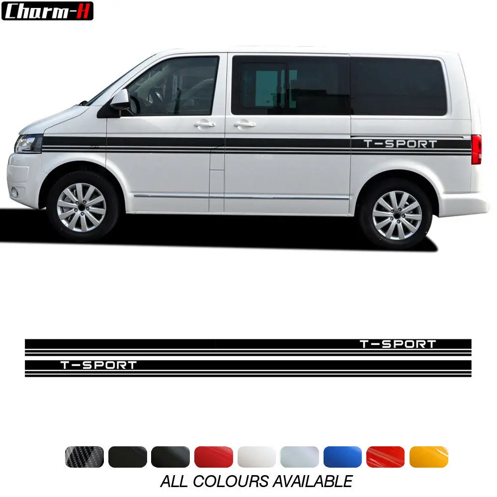 

2PCS UP Side Stripe Decals T-Sport Graphics for VW Volkswagen Transporter T5 Camper Van Sport Stickers