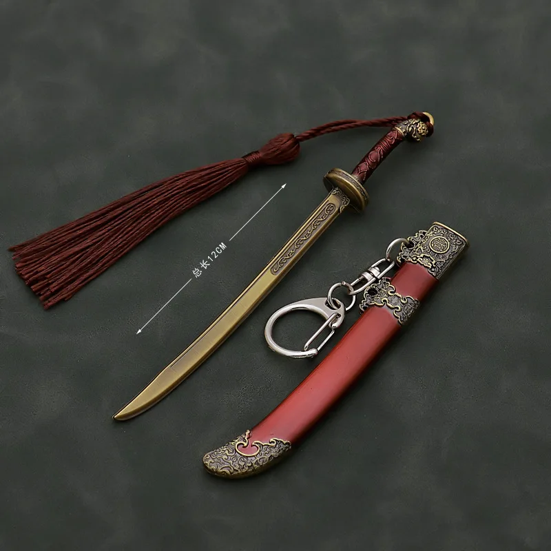 12cm Brotherhood of Blade mini keychain Royal Guards Ancient Weapon Metal bronze Weapon Model Sword Keychain Gifts Toys for Boys 4