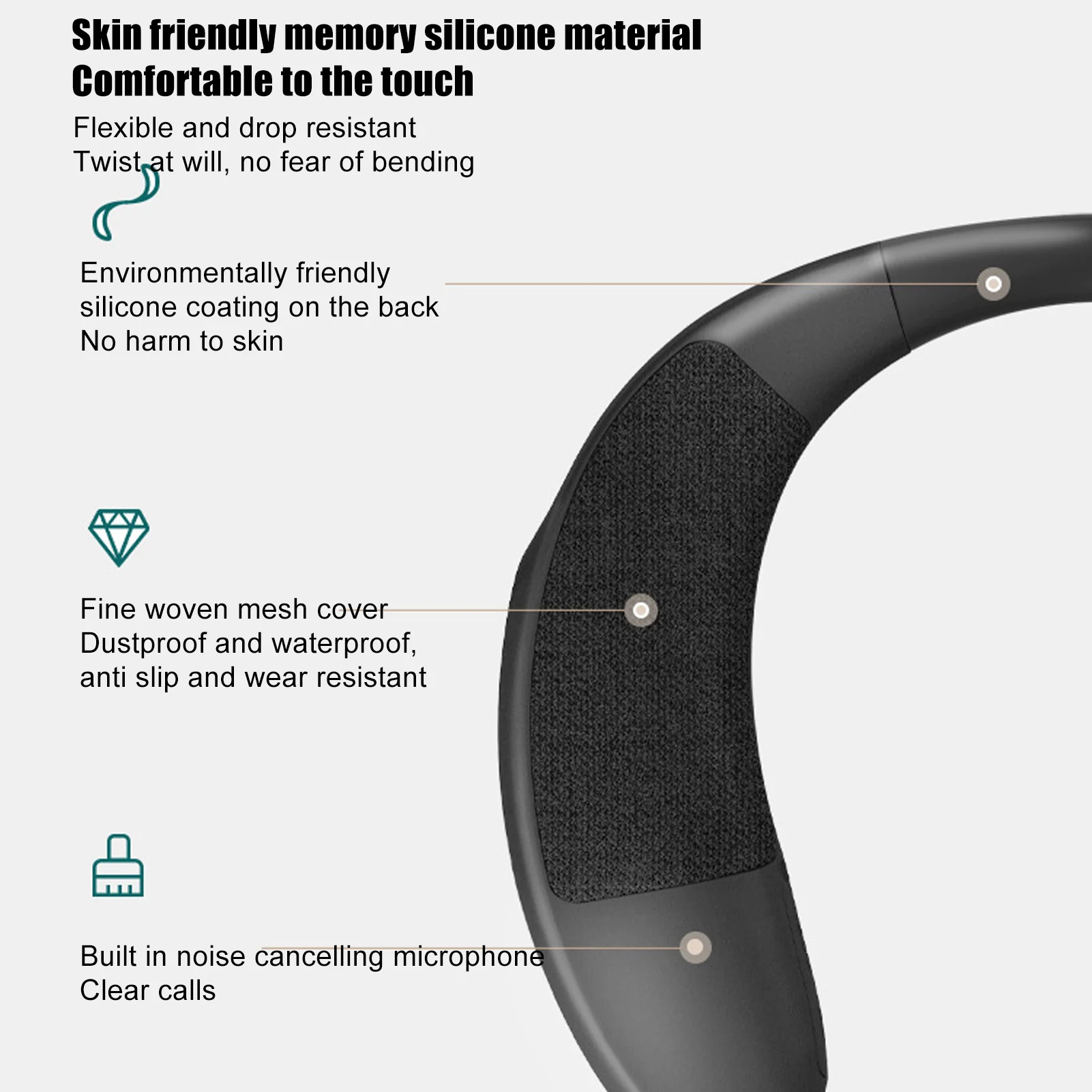 Wearable Wireless Neckband Speaker U-Shape Brand Quality True Stereo Bass Bluetooth Wireless Wearable Speaker Multifunction