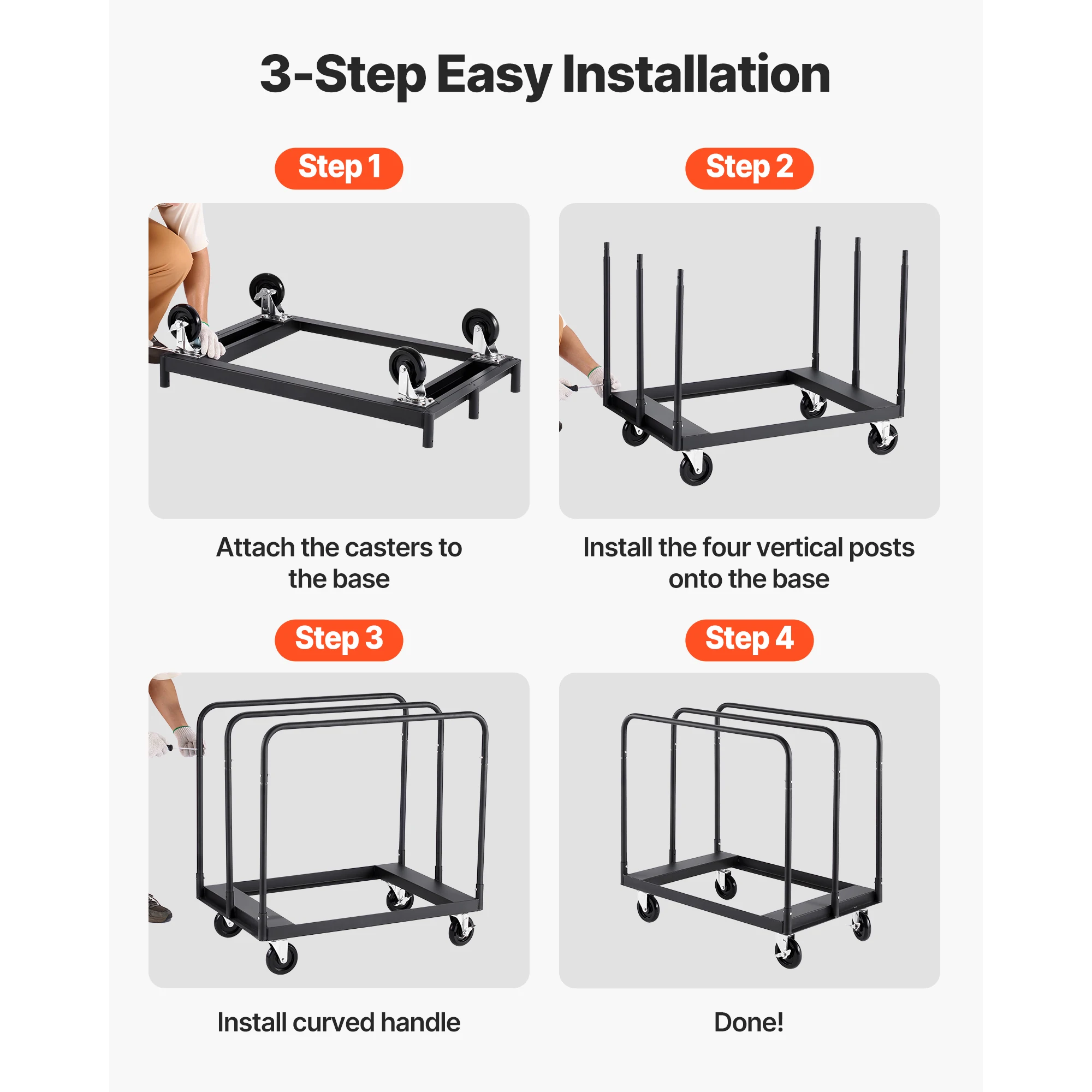Heavy Duty Steel Drywall Panel Dolly Cart for Warehouse