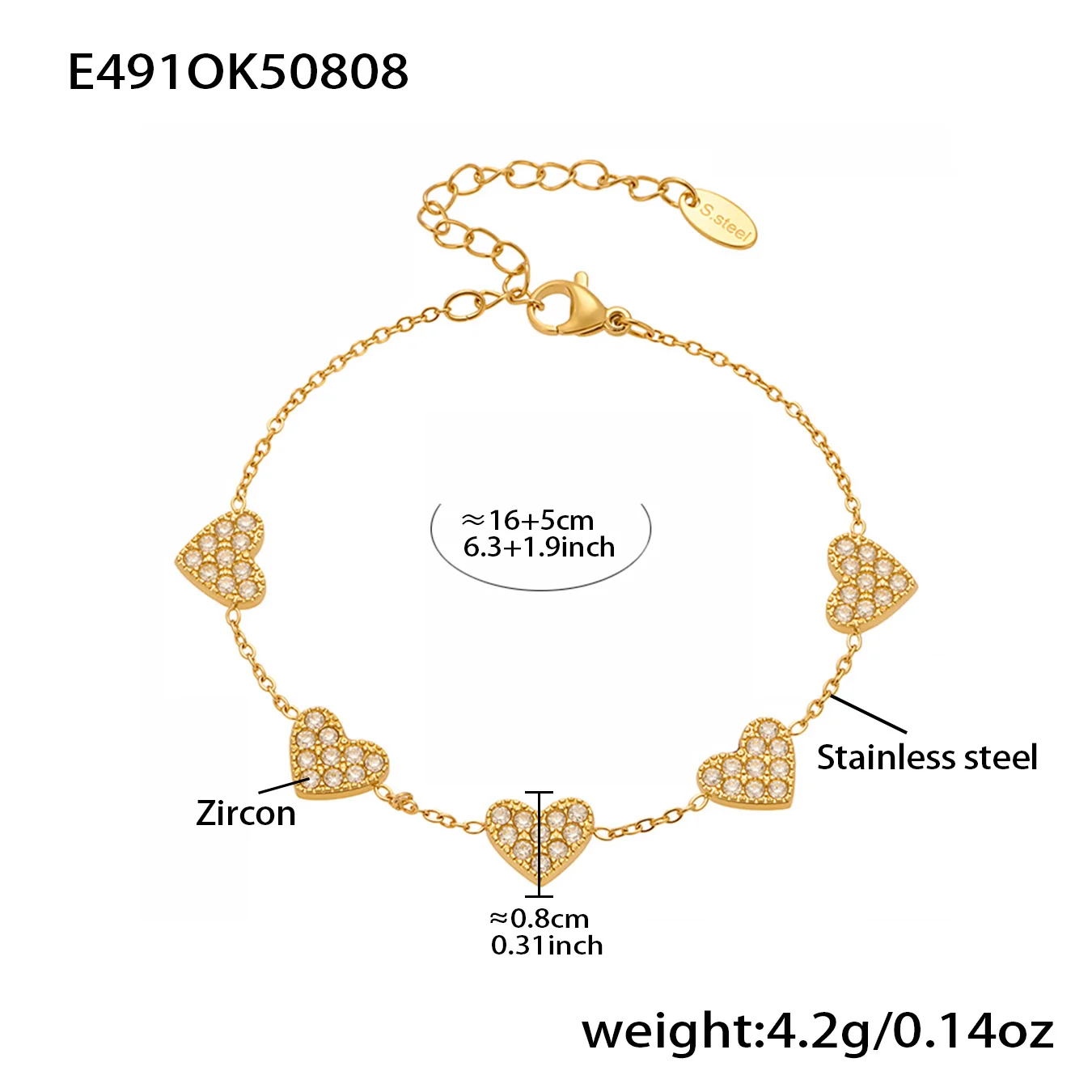 Luxus-Armband aus Edelstahl 316, vergoldet, Zirkon, Damenmode, geometrisch, wasserdicht, Fußkettchen, exquisiter Damenschmuck – Detail 13