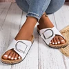Women's simple solid color buckle cover for wearing flat heeled straight slippers 5