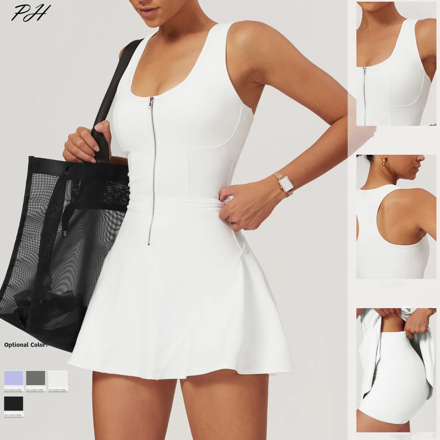 Women Golf Tennis Yoga Sport Skirts Zipper Leisure Running Fitness Sport Skirts Naked Anti Glare Sports Dress Summer New