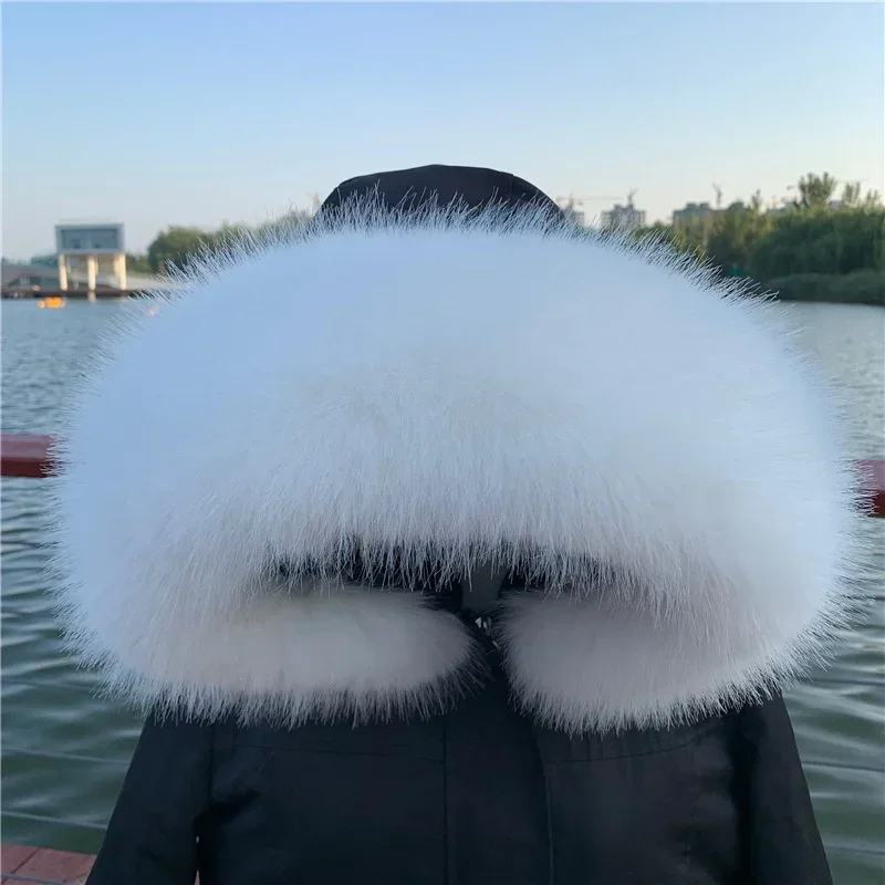 New Faux Fox Fur Collar Winter Women Fake Fur Scarf Shawls for Coat Warmer Decor Furry Hood Trims Parkas Jacket Fur Scarves