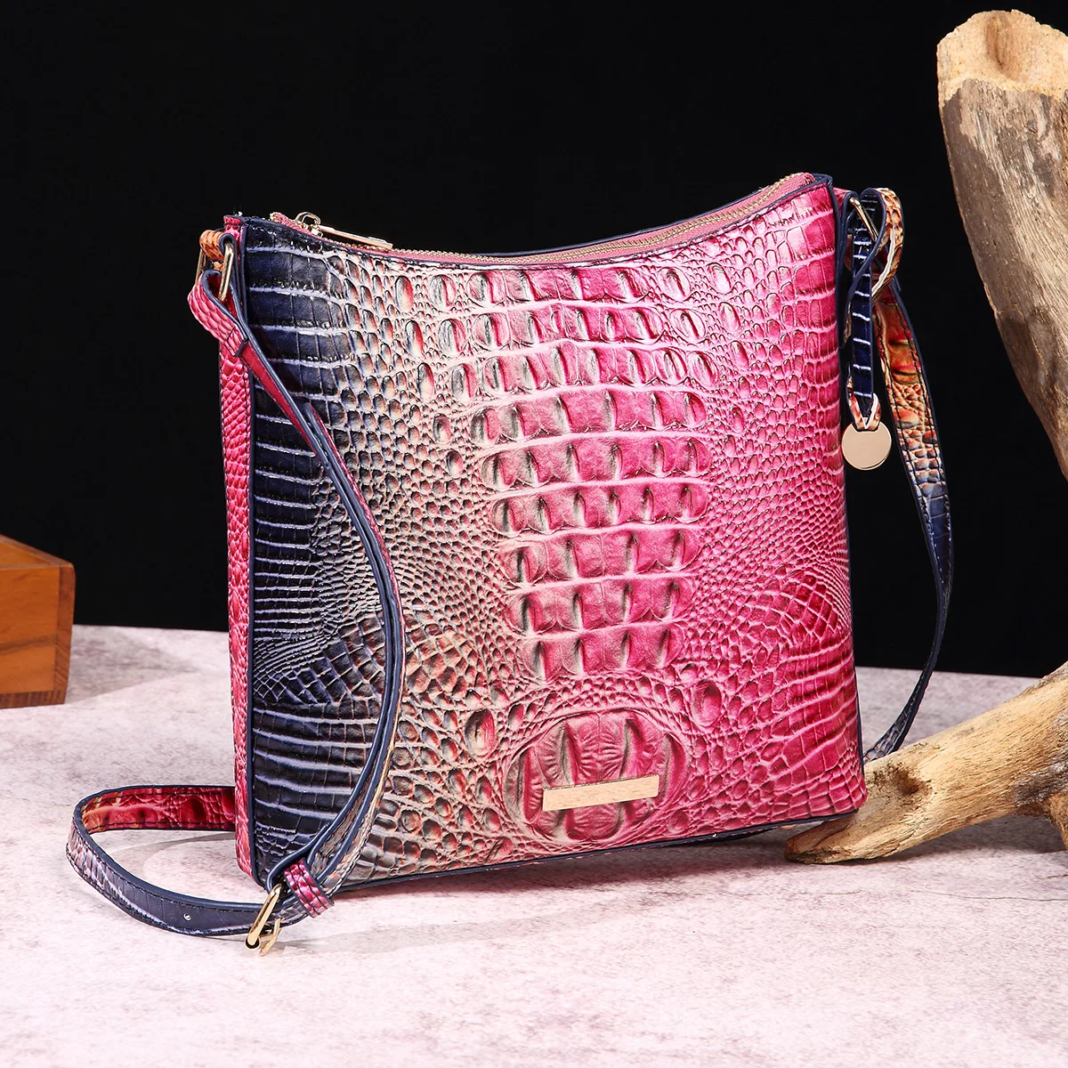 Modna torba Crossbody z gradientowym wzorem krokodyla designerska damska torba na ramię luksusowa skóra Pu klasyczna mała damskie portmonetki