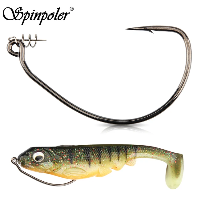 Spinpoler Raptor Unweighted Swimbait Hooks with Centering-pin Spring 5/0  7/0 10/0 High Carbon Steel Offset Wedless Fishhooks - AliExpress