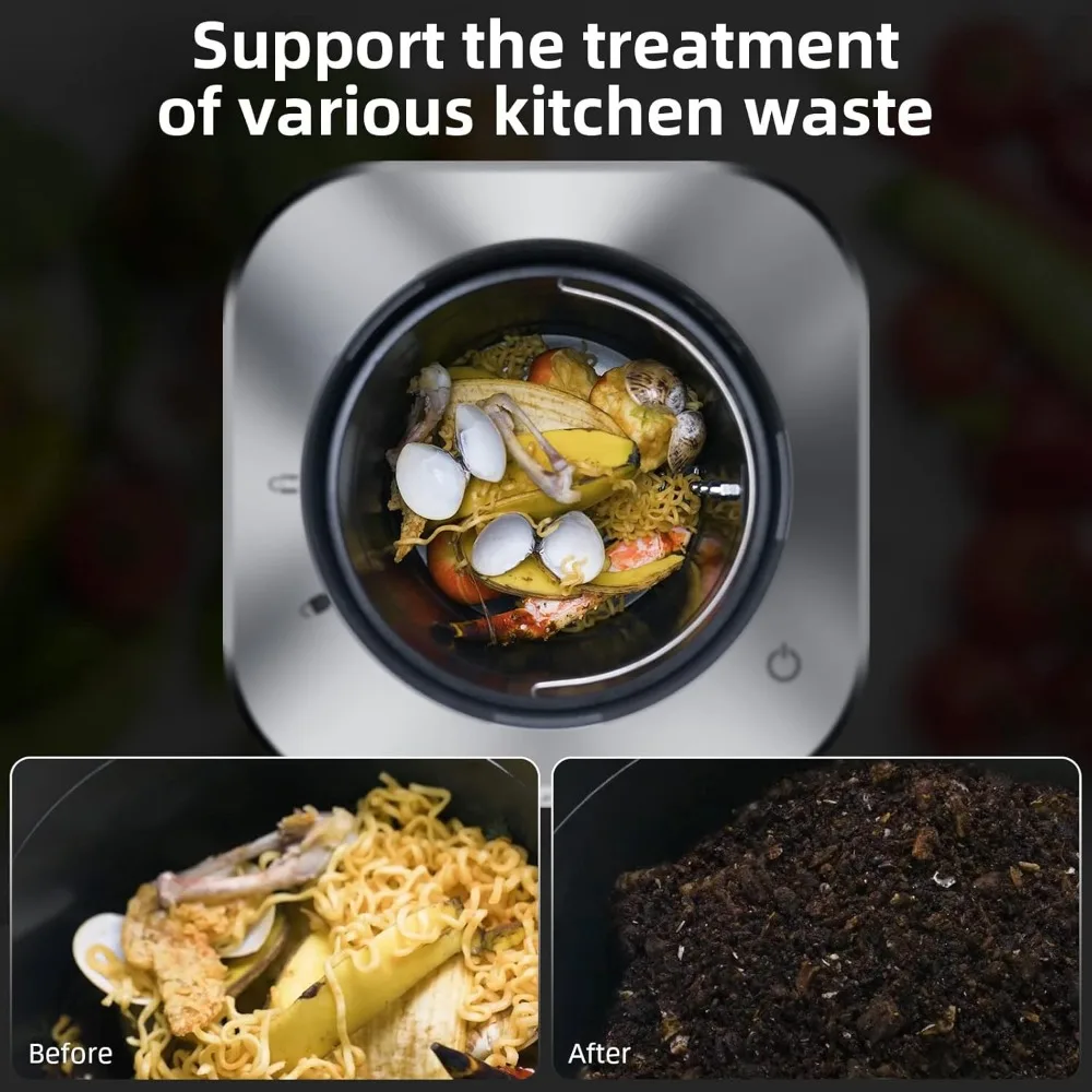 Smart Kitchen Electric Composter, 2.5L Auto Food Cycler with Single Button 2X Drying Filter, Design by Nagualep 2