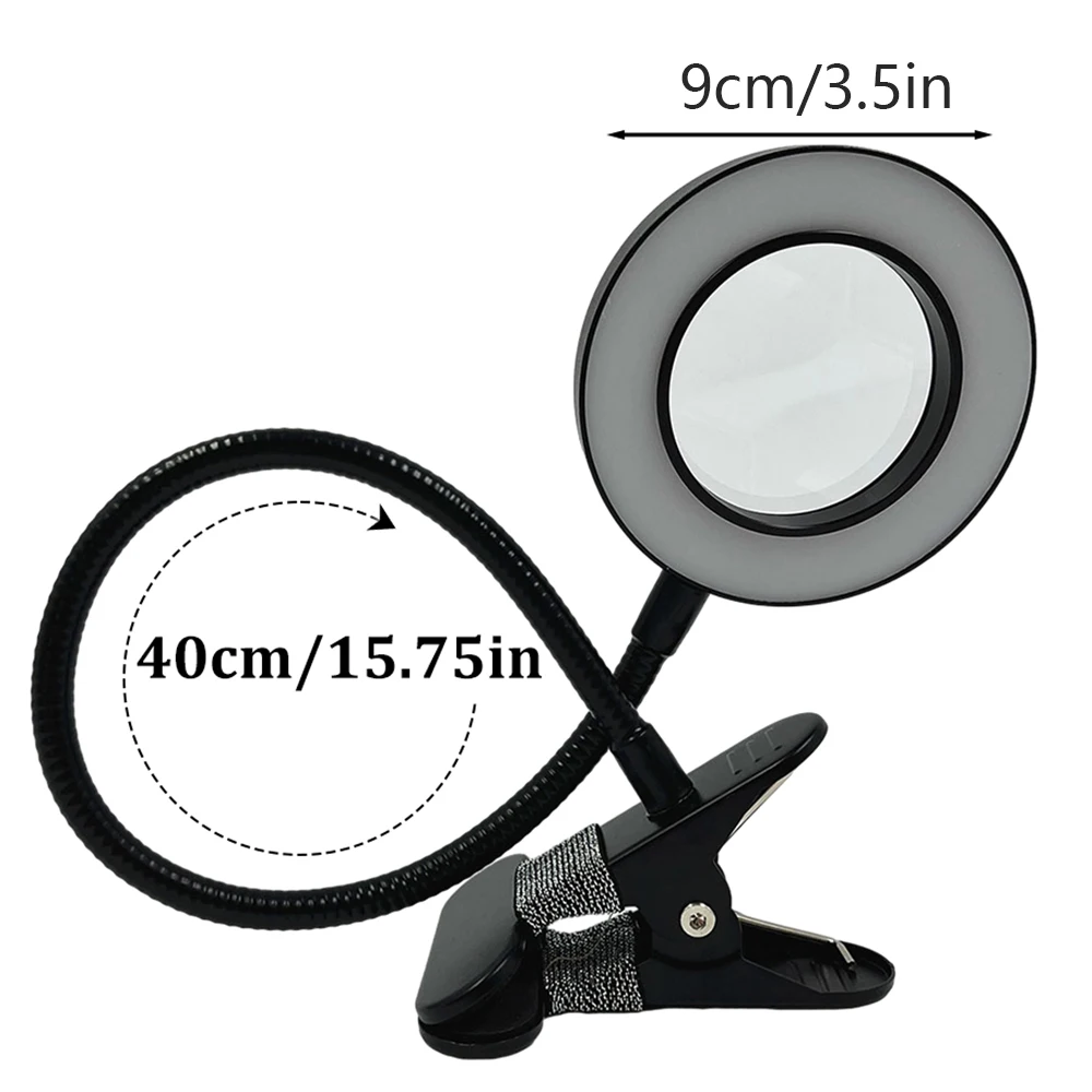 Lampe Loupe LED avec Clip - Grossissement 3X, 3 Couleurs, USB, pour Modélisme