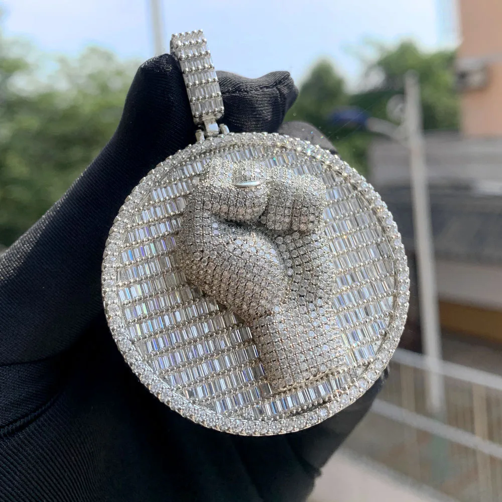 

Цепочка с круглым кулоном в стиле хип-хоп, с фианитом