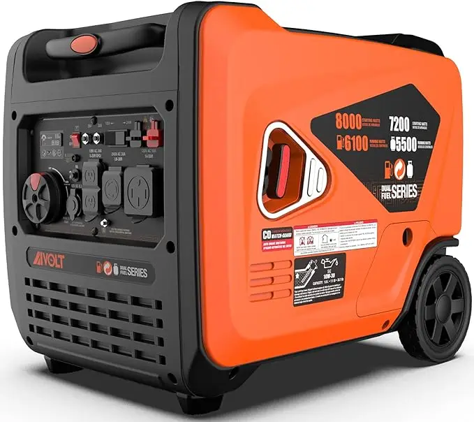 

8000 Watts Dual Fuel Portable Inverter Generator Super Quiet Gas Propane Powered Electric Start Outdoor Generator RV Camping