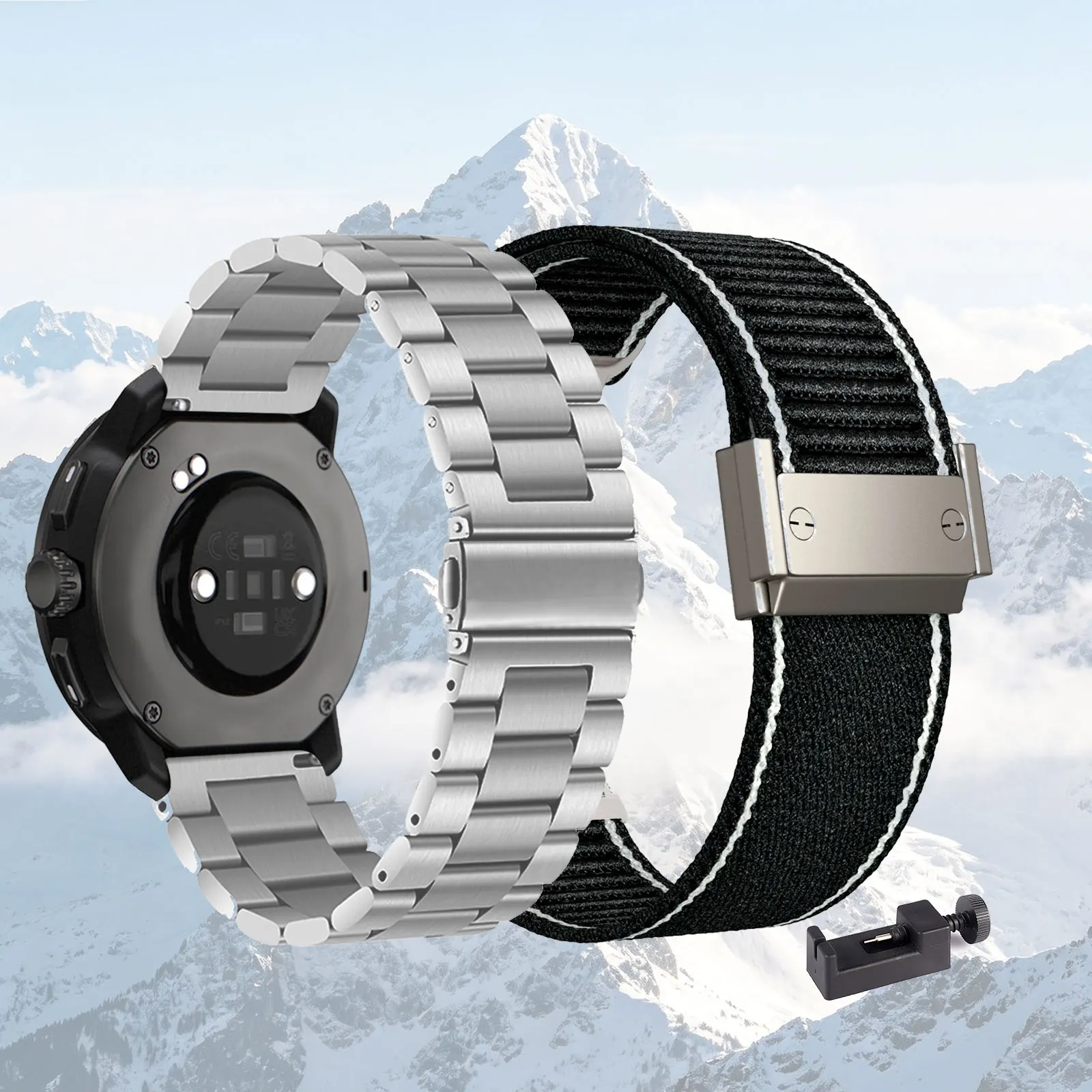 Dual Strap Set: Stylish Metal & Durable Nylon Watch Bands