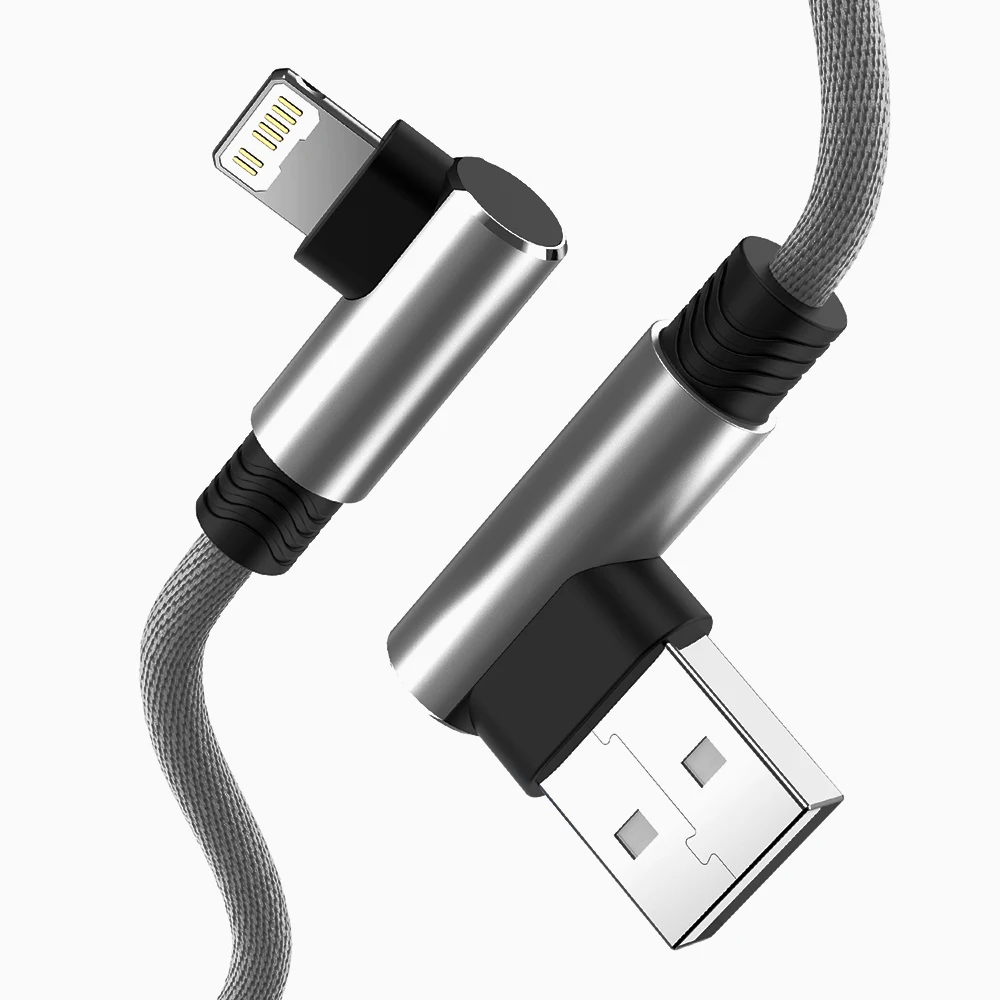 Premium Right-Angle Lightning USB Charging Cable - Available in Multiple Lengths