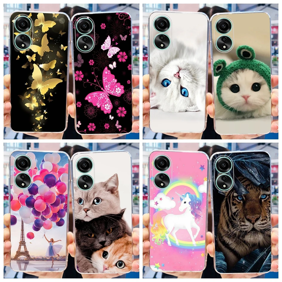 Per Oppo A78 4G Custodia Oppo A78 5G Cover Lovely Cats Unicorn Butterfly Phone Cover Su Oppo A78 2023 Cph2483 Cph2495 A 78 Protector