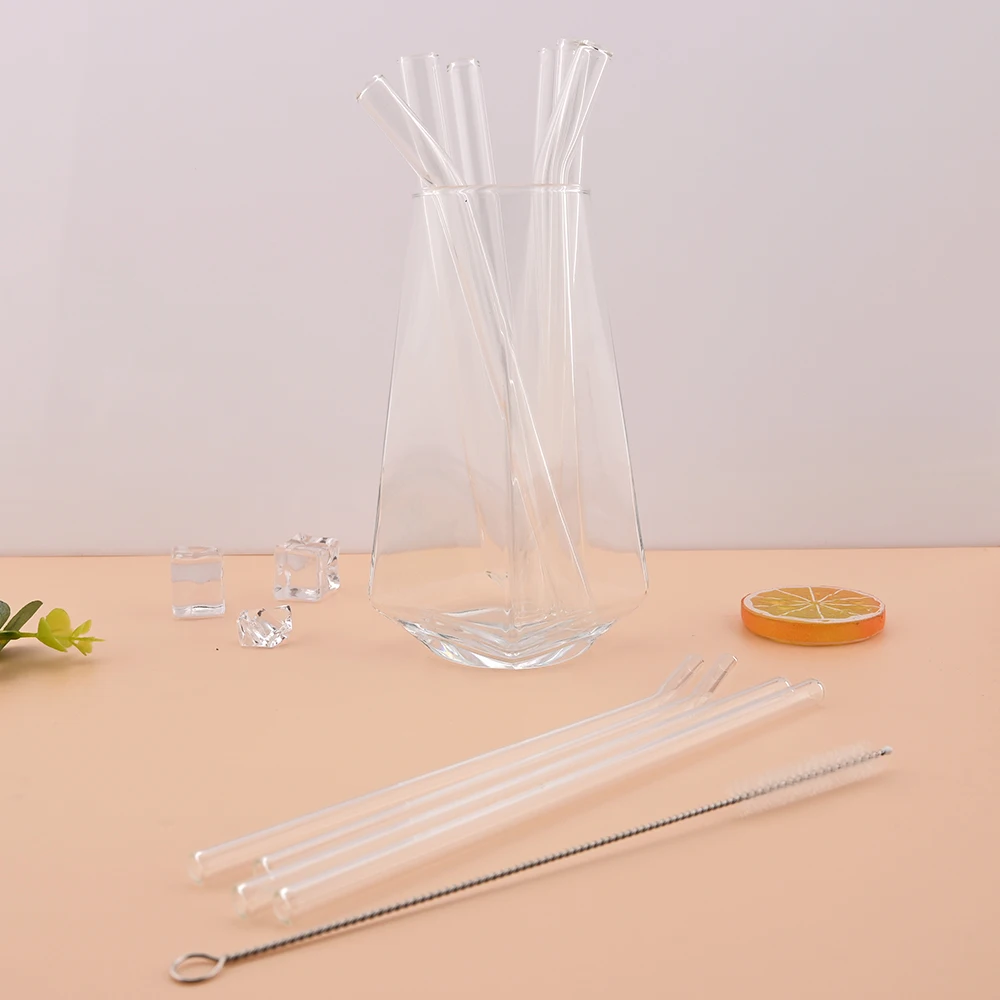 Reusable Glass Straw Wide 12mm Pearl Milkshake High Borosilicate Bubble Tea Straw with Brush Party Home Bar Accessories