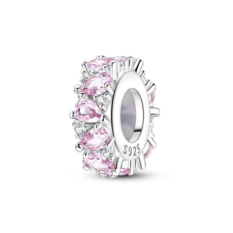 925 Sterling Silber Rosa Zirkonium Silikon-Verschluss Clip Charms Perle Passend für Original-Armband Schmuck