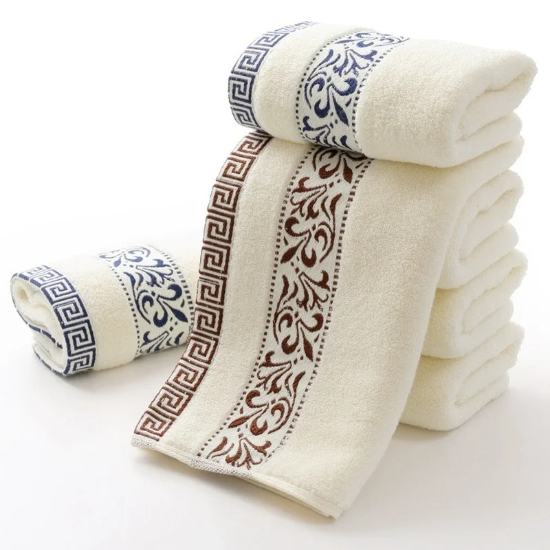 

Chinese Style Fashion Solid Color Embroidery Men Washcloth Travel Hotel Bath Towel Bathrobe Gym Yoga Portable Lovers Gift