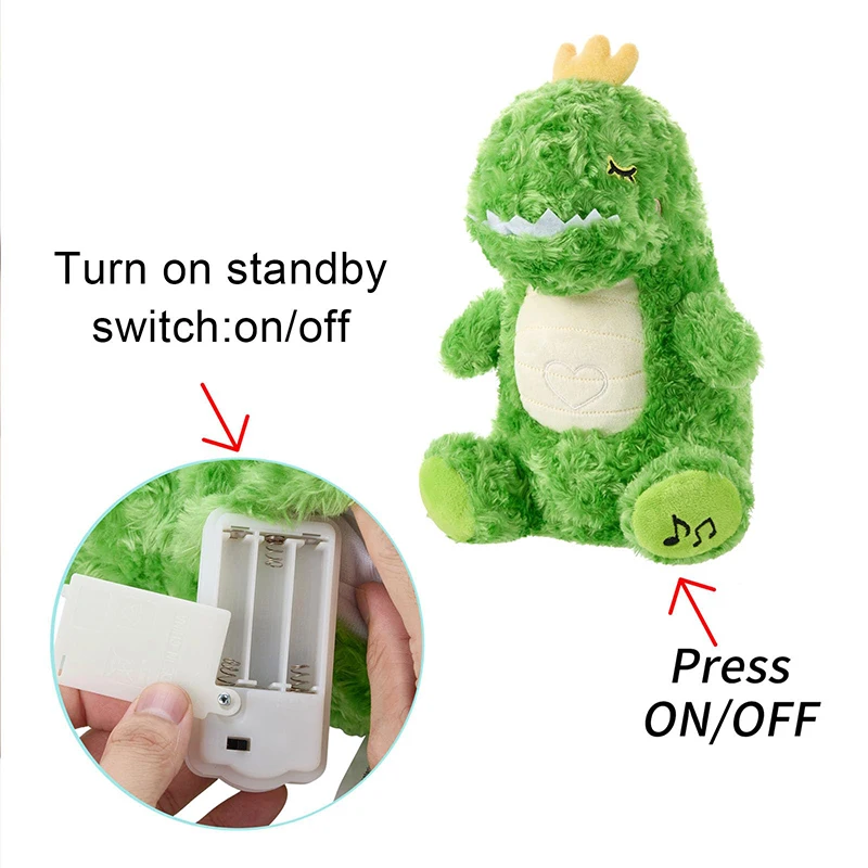 Breathing Dinosaur Toy Baby Soothing Dinosaur Plush Doll Baby Kids Soothing Music Sleeping Companion Sound And Light Doll