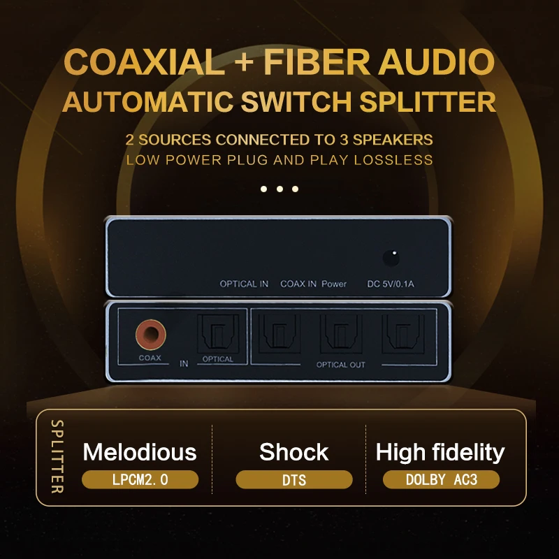 Matrice Audio 2X3 Interruttore Automatico Coassiale A Commutatore Ottico Splitter 2 In 3 Out Spdif Toslink Convertitore Audio Ottico Digitale