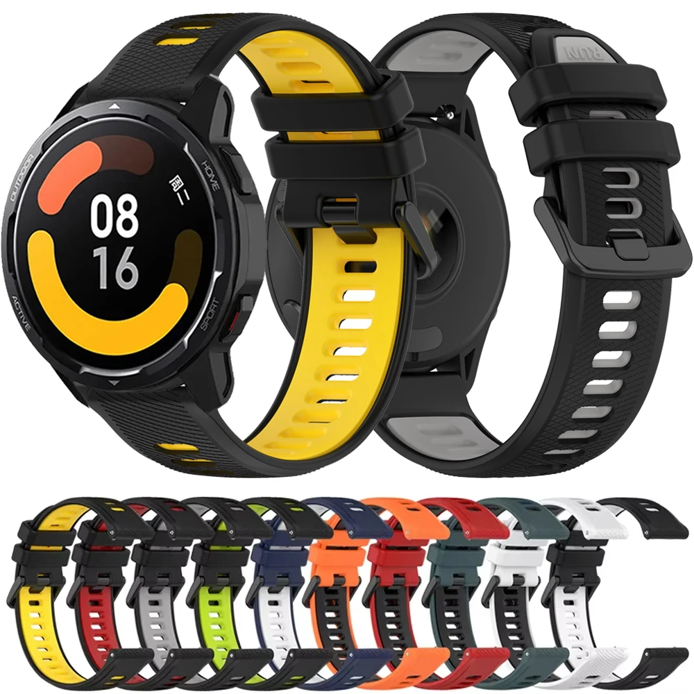 Two-Tone 22mm Silicone Watch Band - Sporty & Stylish Design