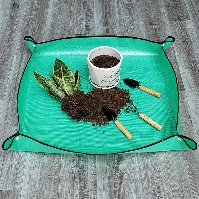 Potting Soil Indoor Repotting Mat Thickened PE Transplanting House Garden Plants Tray Foldable For Storage Plastic/Copper Buckle
