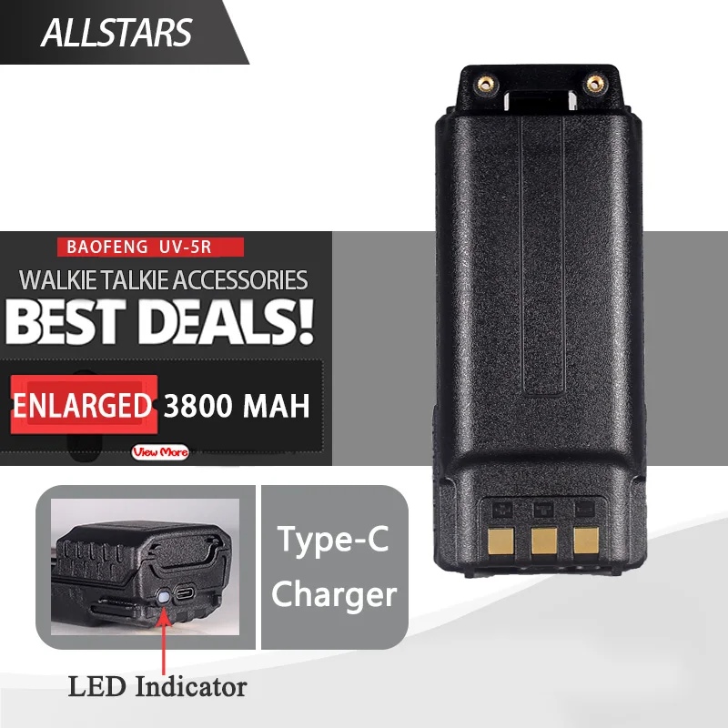 Lot 2 Batteries 7.4V 3800mAh Pour Baofeng UV-5R 1/2/3 Générations - Talkie Walkie Longue Autonomie