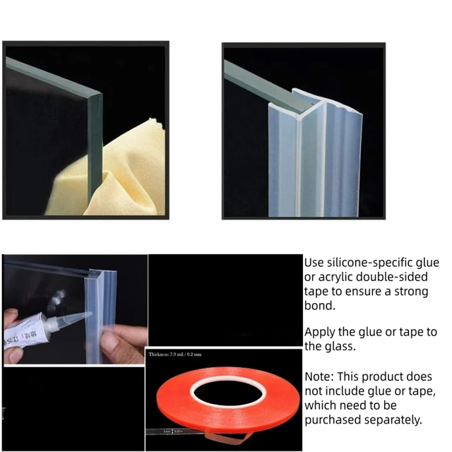 ซีลยางซิลิโคนรูปตัว H/F/U สำหรับประตูห้องอาบน้ำ หน้าต่าง กระจก ขนาด 2 เมตร/ม้วน สำหรับกระจกหนา 6/8/10/12 มม. 2