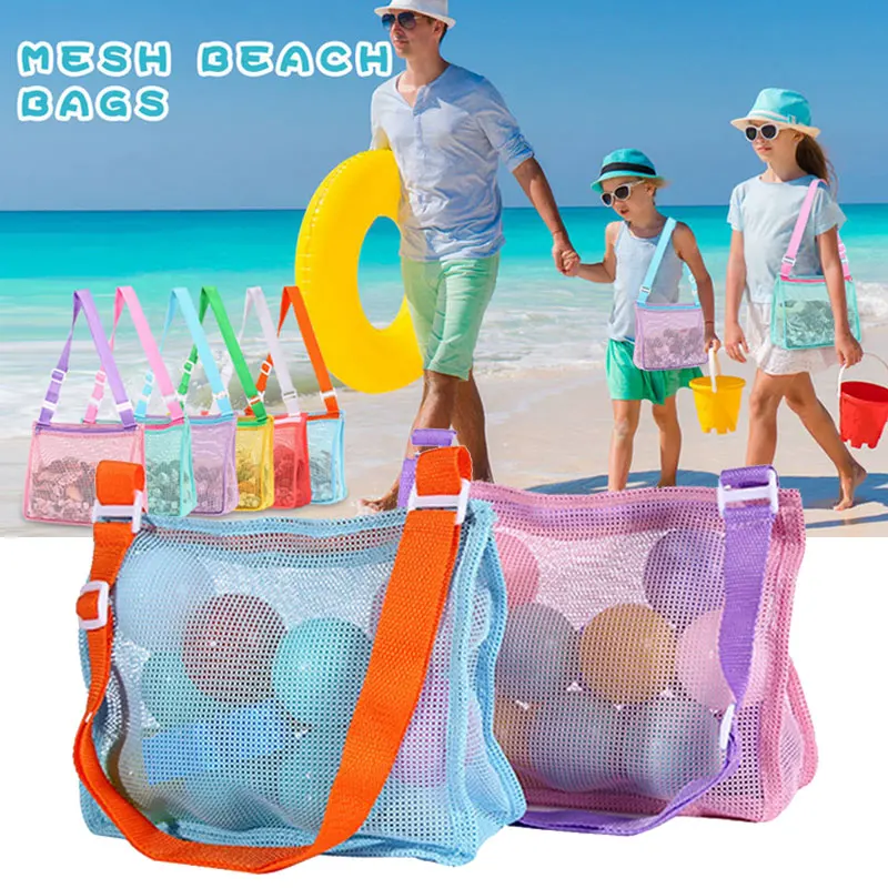 BeachToyMeshBagKidsShellStorageBagBeachToySeashellBagMesh