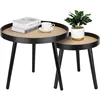 Rattan Round Side Table, Black Small End Table, Accent Table, Modern Boho Bedside, Mid-Century Patio Side 1