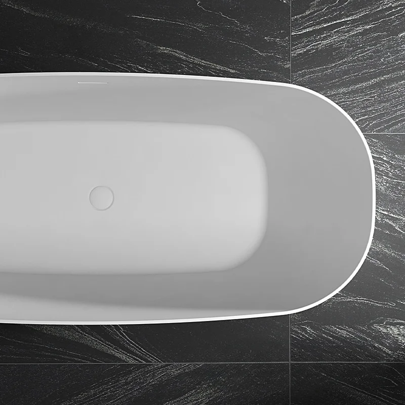 Modern White Acrylic Freestanding Bathtub Rectangular Soaking Bath Drainer Luxurious Indoor Hotel Villa Apartment Whirlpool