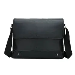 Men's PU Leather Executive Business Briefcase - Stylish Tote & Messenger Bag (Black)