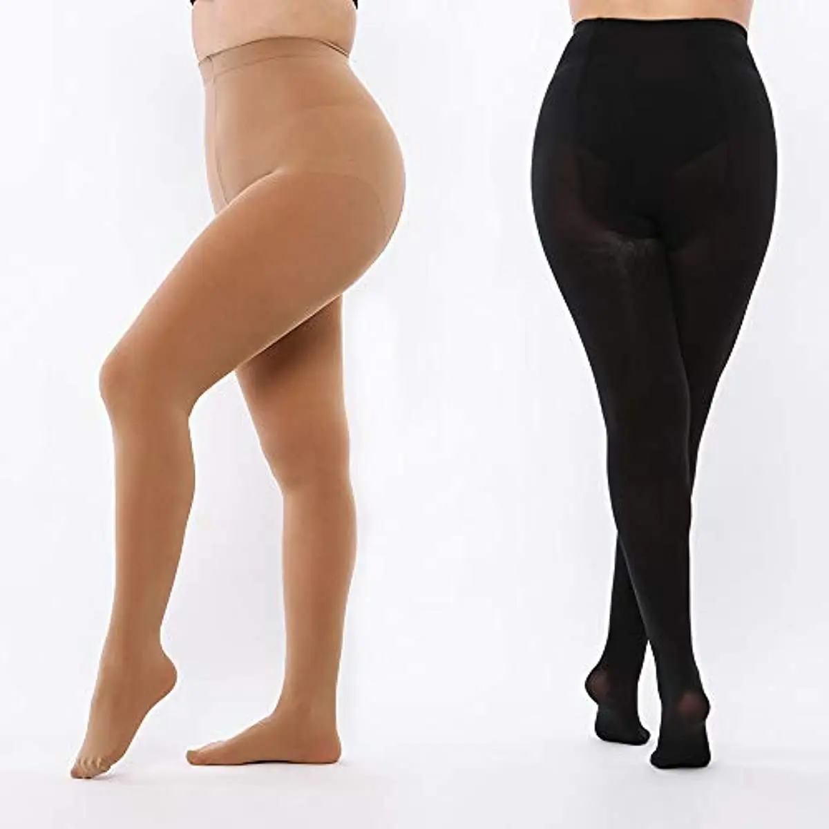 Plus Size Opaque Tights Control Top Pantyhose High Waist Tights for Women Compression Stockings Pantyhose Women 15-20mmHg