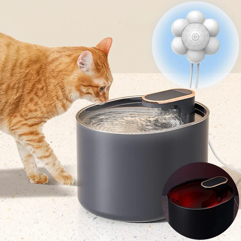 

3L Cat Water Fountain with Motion Sensor Automatic Dog Water Dispenser with LED Light Ultra Silent Pet Drinking Water Fountain