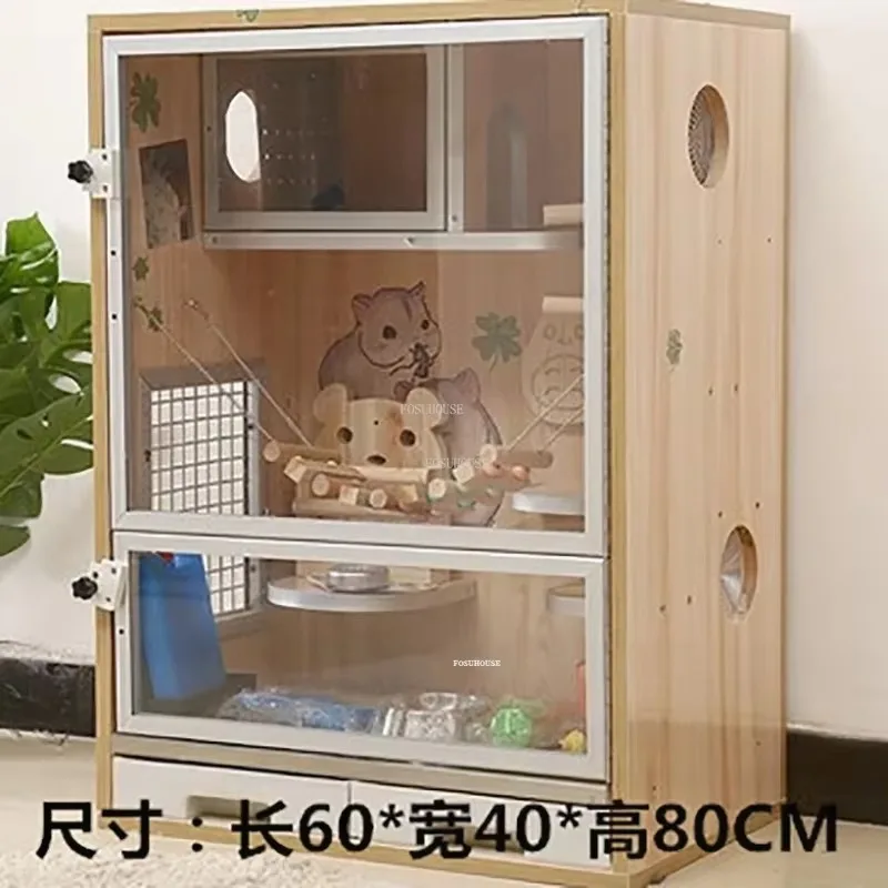 현대식 원목 고양이 케이지 빌라형 대형 고양이 집 창의적인 케이지 바퀴 달린 다기능 애완용품