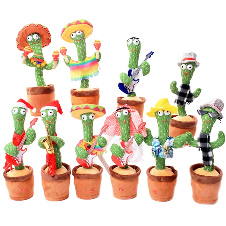 Hot-selling children's toys ring cactus doll learn to talk with music dance twist learning duck big white goose gift box