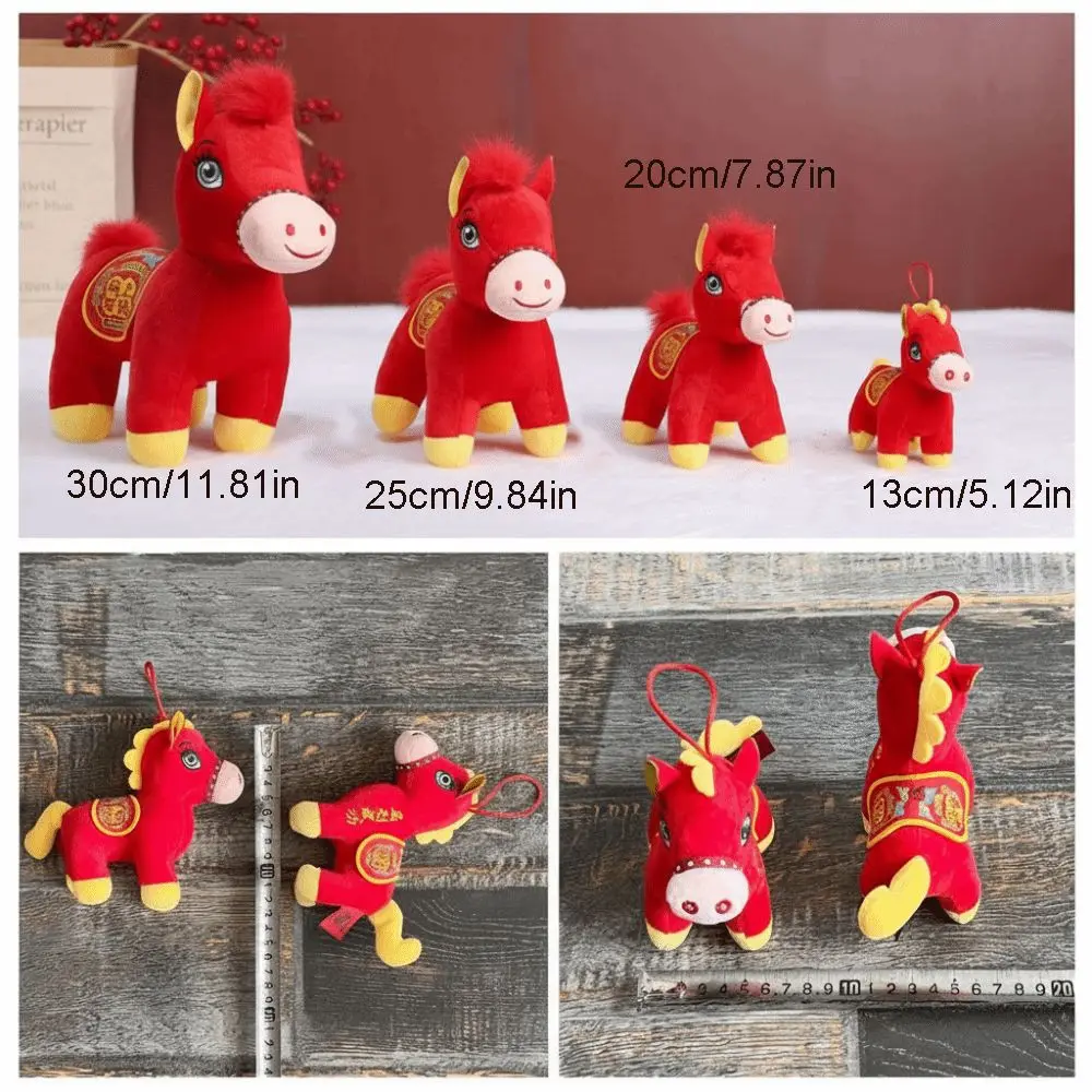 Chinese Style Horse Mascot Stuffed Animal Soft PP Cotton Plush Horse Stuffed Animal Toy Cartoon Comfortable