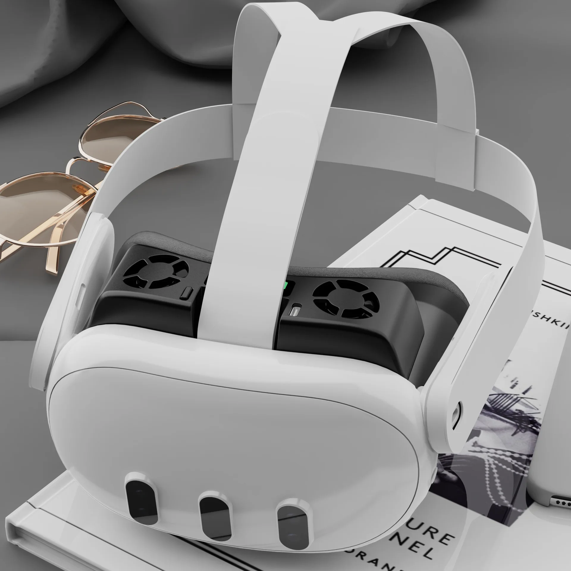 HBV-555 For Meta Quest 3 VR cooling fan for Oculus Quest 3 with RGB shading and breathable fan Glasses Face Cover for Eye Mask