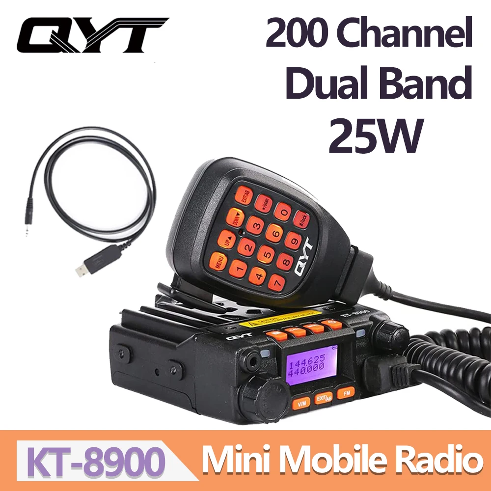 QYT KT-8900 미니 모바일 라디오 듀얼 밴드 하이 퀄리티 VHF UHF 136-174 및 400-480MHz 햄 라디오, 25W 