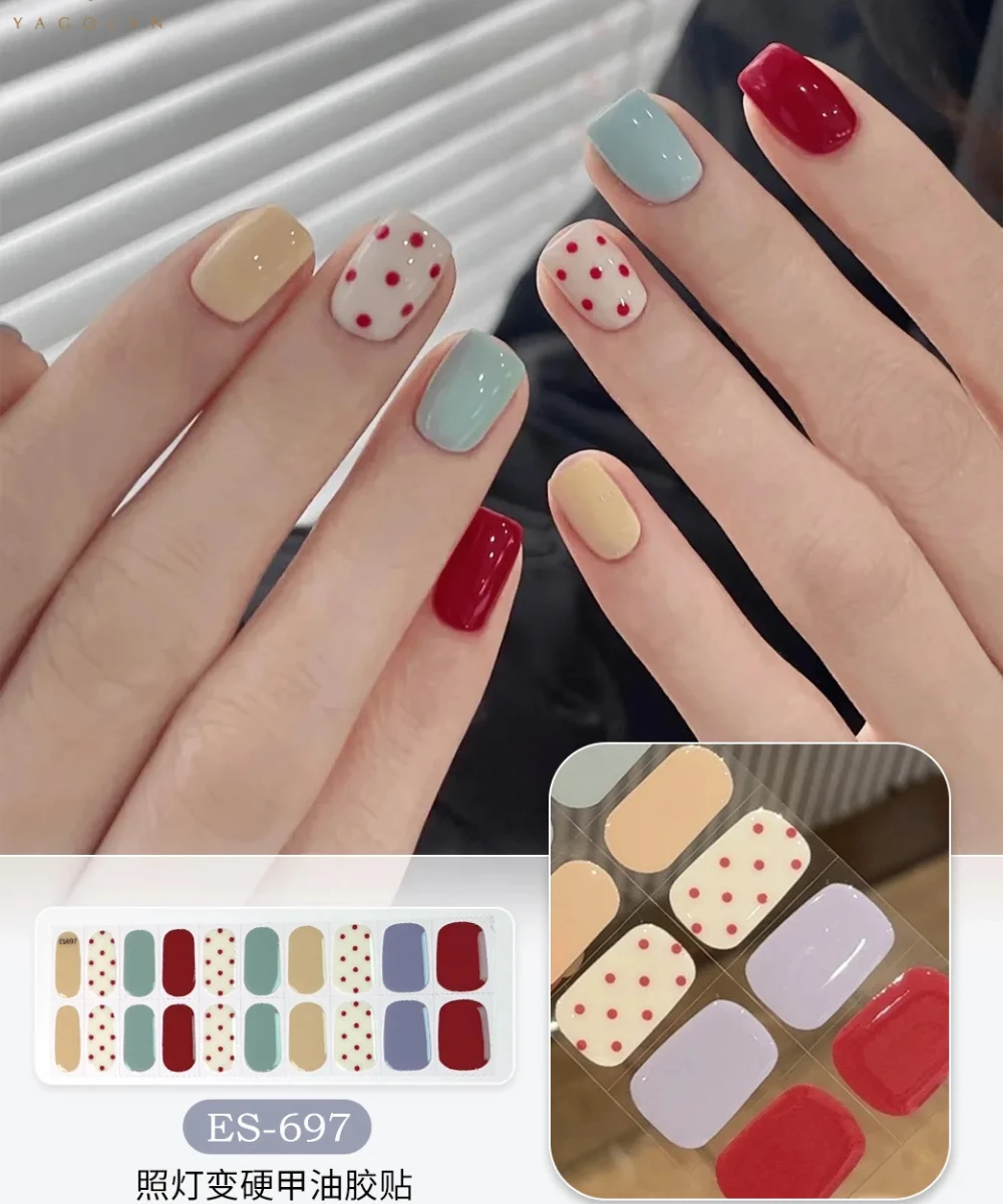 Premium Semi-Cured Nail Wraps Set - Waterproof, Long-Lasting Gel Nail Stickers
