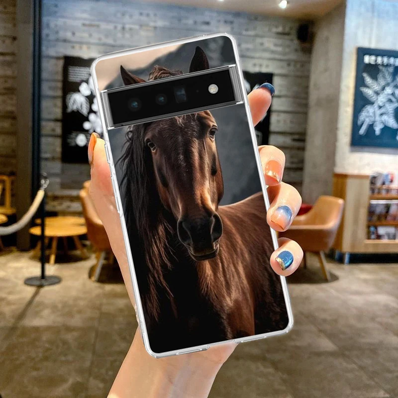 Elegant Brown Horses Transparent Phone Case - Clear Cover