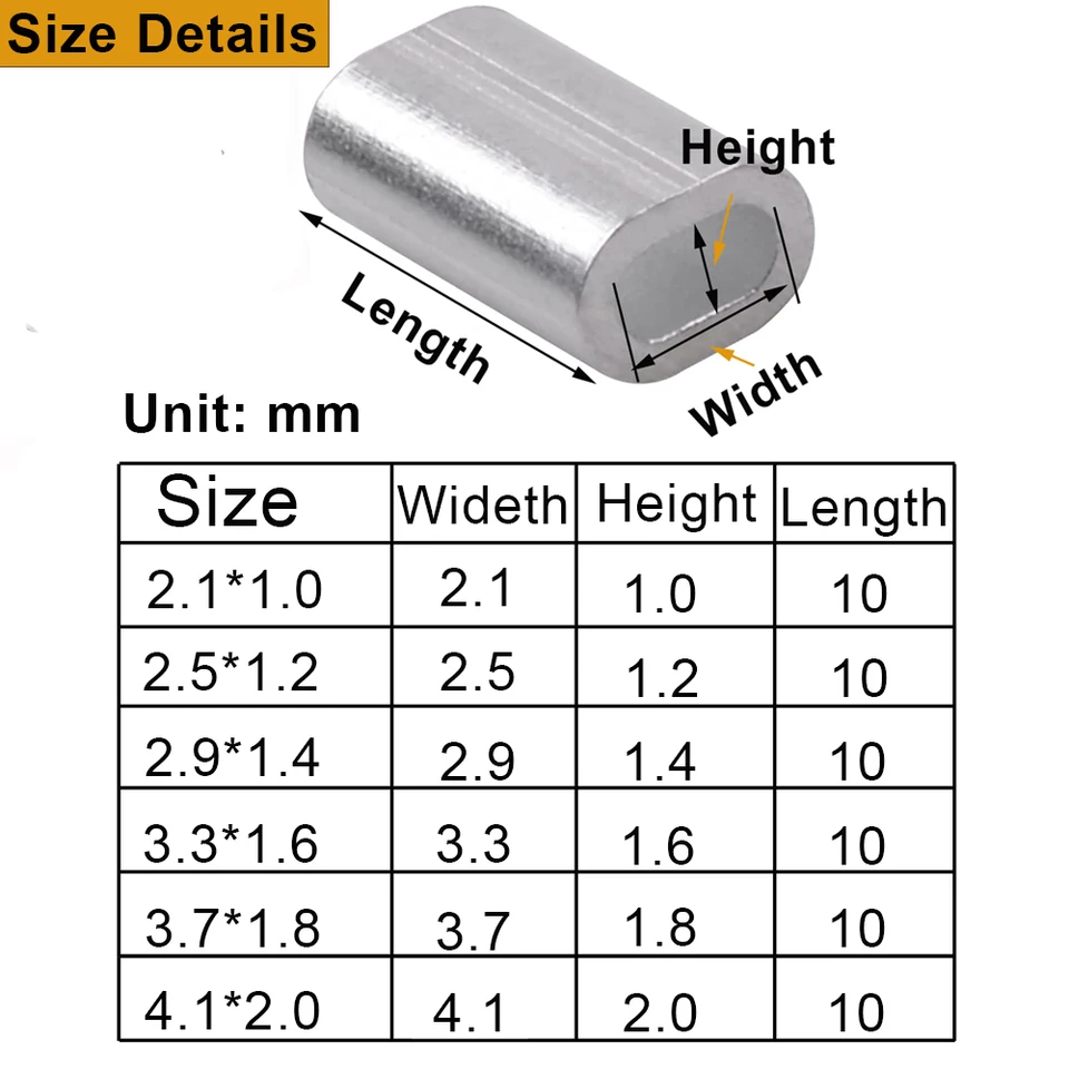 Fluorocarbon Leader Line 500pcs Aluminum Crimp Sleeves Kit