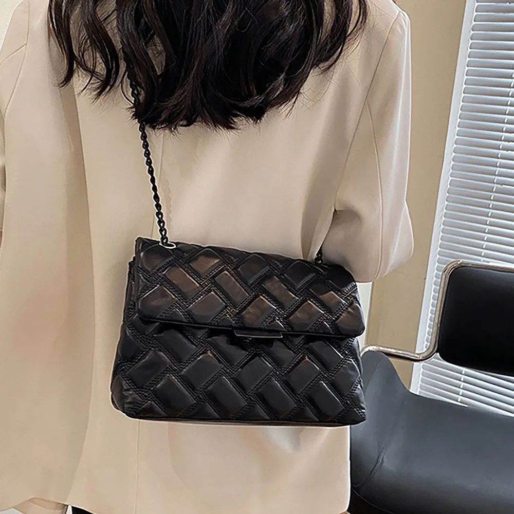Women's K-G Sewing Fashion Chain Bag Shoulder Bag Crossbody PU Leather Ladies CrossBody Handbag