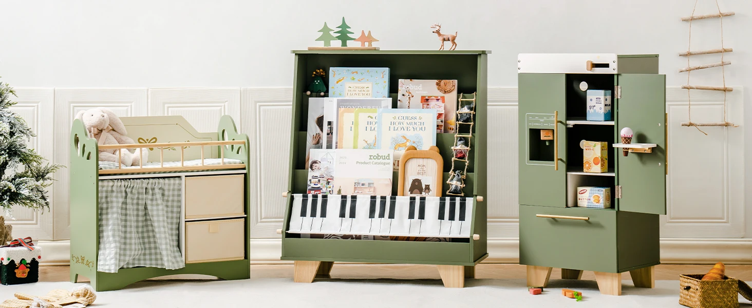 Kids Bookshelf with Toy Storage