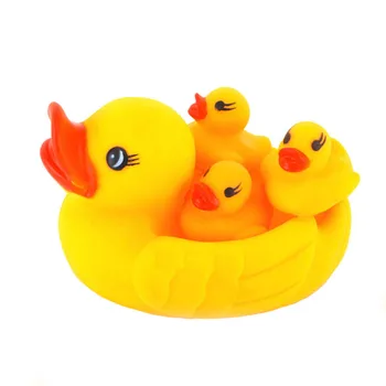 4PCS Yellow Rubber Duck Water Floating Children Water Toys Squeeze Sound Squeaky Pool Ducky Baby Bath Toy for Kids Baby Toys 2