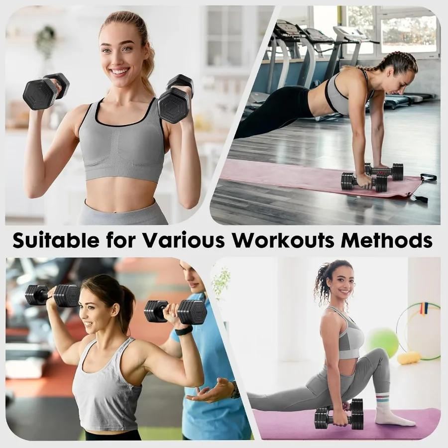 Adjustable Dumbbell Set, 4 in 1 Free Weights Dumbbells Set for Women, Weights for Women at Home, 2lb 3lb 4lb 5lb with TPU Soft R