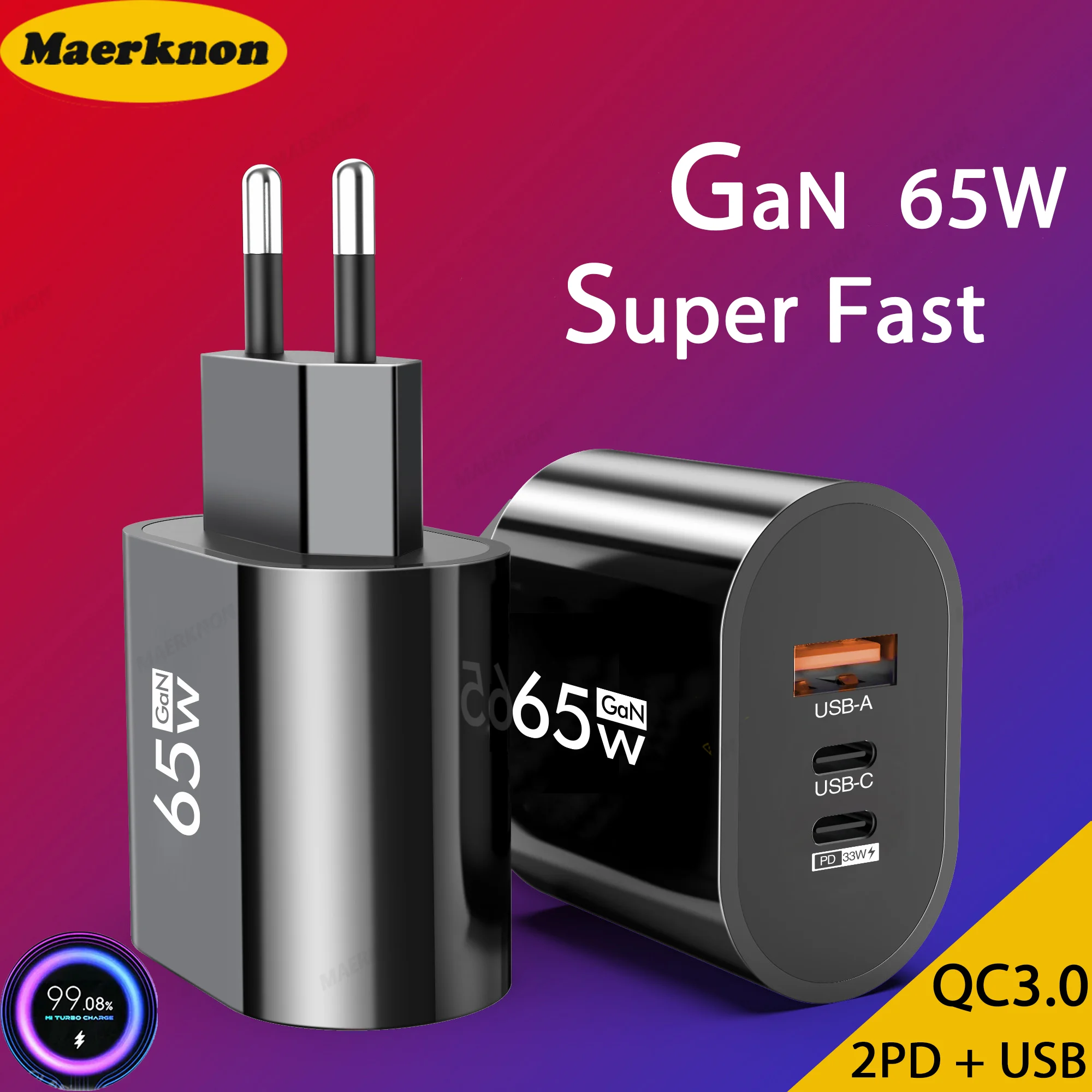 65WGaNChargers3portFastChargingChargerForXiaomiiPhone1413