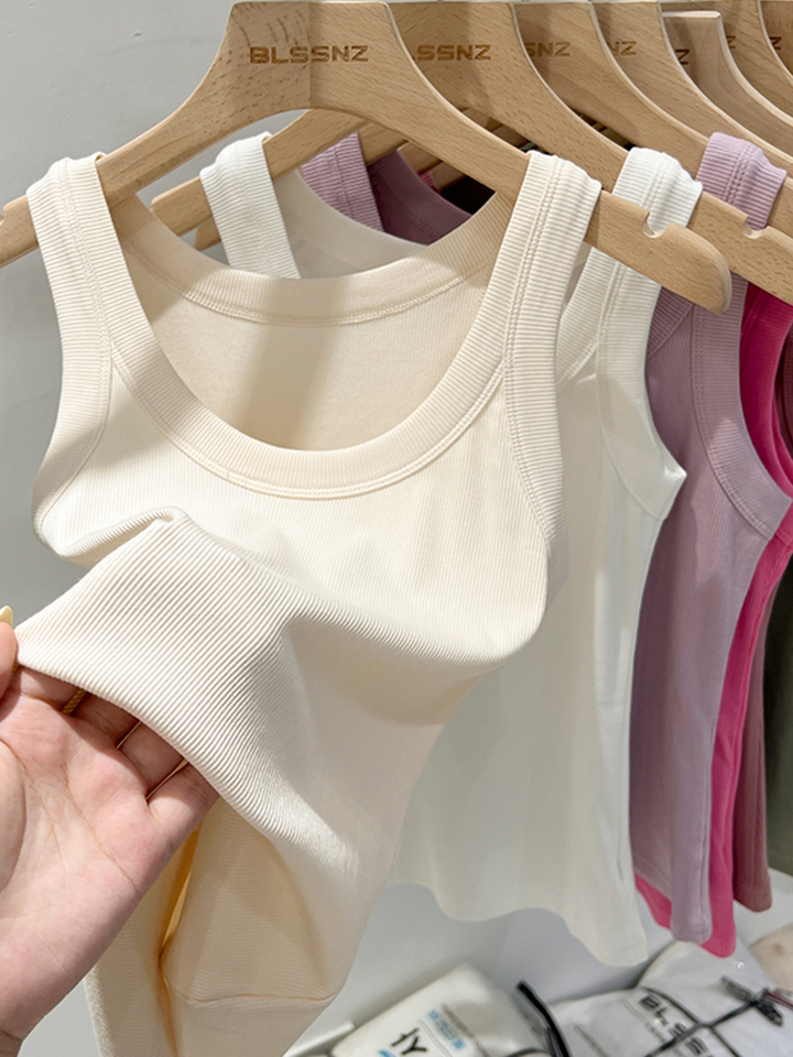 Women Solid Round Neck Ribbed Tank Top Camisole Women 2025 Summer Basic Elastic Tank Top O Neck Solid Tank Top