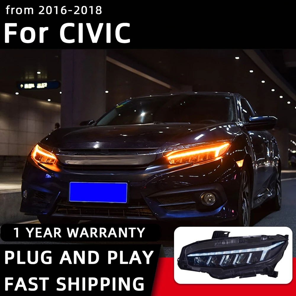

Car Styling Headlights for Honda CIVIC X G10 LED Headlight 2016-2018 Head Lamp DRL Signal Projector Lens Automotive Accessories